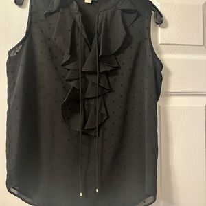 Tommy Hilfiger Dress Shirt Blouse Sleeveless Black Polka Dot size Small